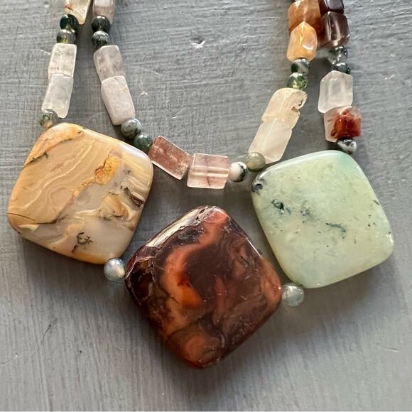 Polished Stones Double Strand Beaded Necklace - Picture 2 of 8